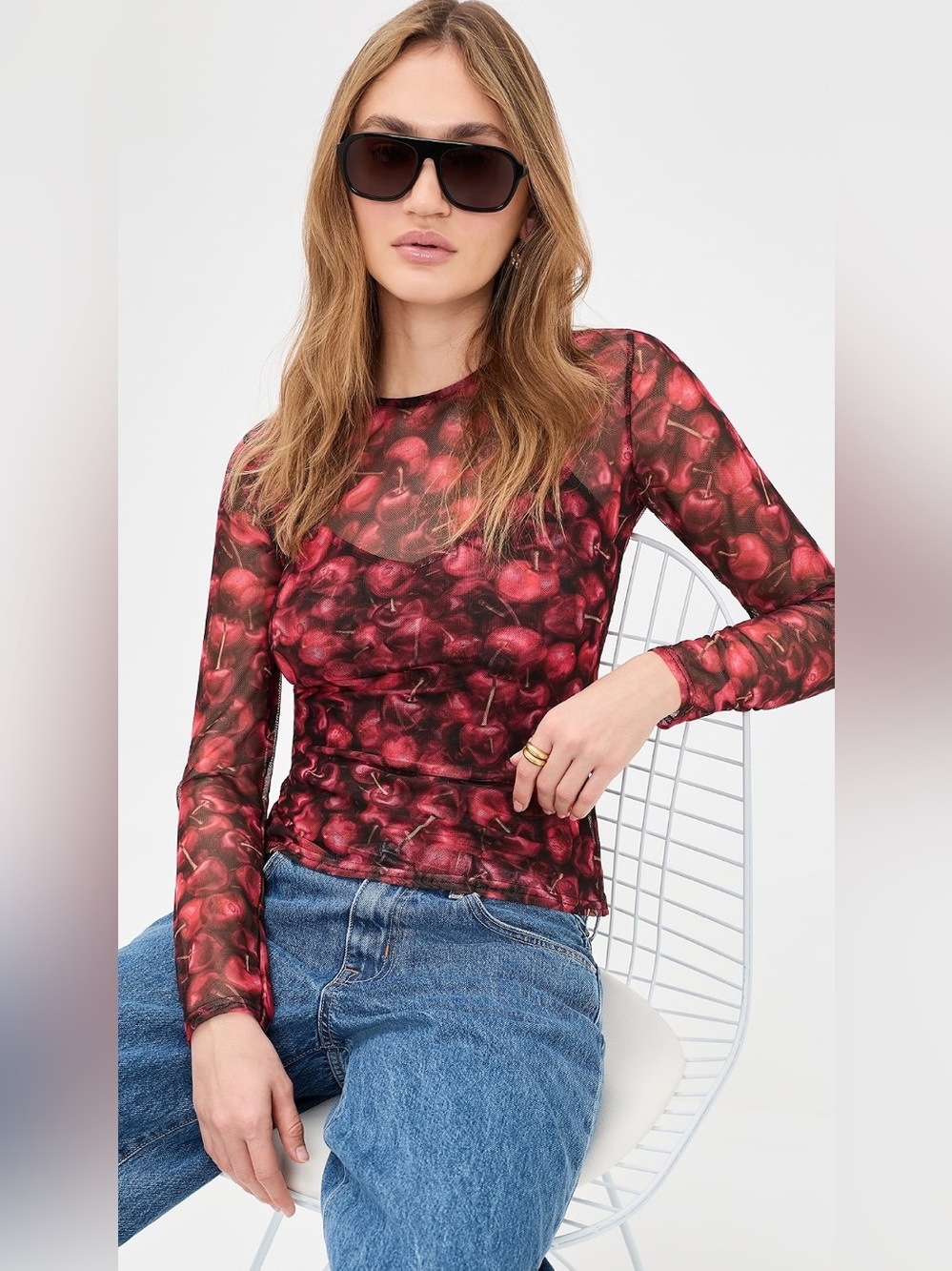 🔖Never Fully Dressed Cherry Mesh Top